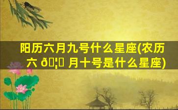 阳历六月九号什么星座(农历六 🦋 月十号是什么星座)